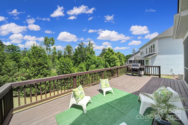 1001 Emory Ln, Fort Mill, SC 29708 - wooden terrace featuring central air condition unit and a grill