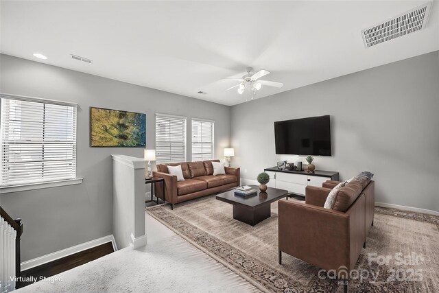 1001 Emory Ln, Fort Mill, SC 29708 - living area featuring baseboards and a ceiling fan