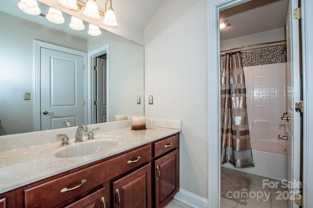 112 Eagle Chase Ln, Troutman, NC 28166 - full bathroom with vanity, shower / tub combo with curtain, and baseboards