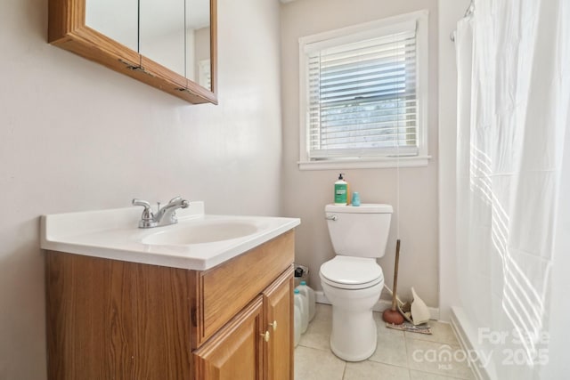 1177 Craigbrow Cir, Chester, SC 29706 - full bathroom featuring toilet, tile patterned floors, a shower with shower curtain, and vanity