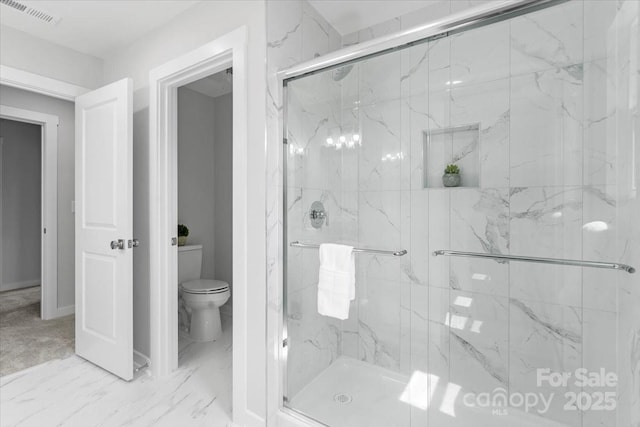 1914 White St Unit A & B, Gastonia, NC 28052 - full bath with toilet, visible vents, and a marble finish shower