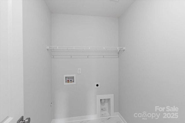 1914 White St Unit A & B, Gastonia, NC 28052 - laundry area with baseboards, marble finish floor, hookup for a washing machine, laundry area, and electric dryer hookup