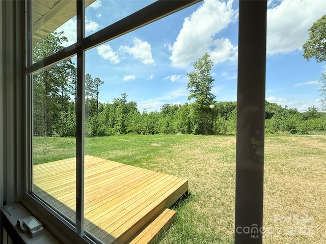 view of yard with a deck