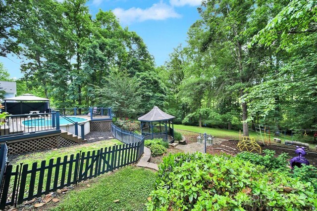 8524 Quarters Ln, Mint Hill, NC 28227 - view of yard with a gazebo and a deck