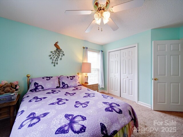 2547 Bill Thompson Rd, Lancaster, SC 29720 - bedroom featuring a closet, carpet, a ceiling fan, and baseboards