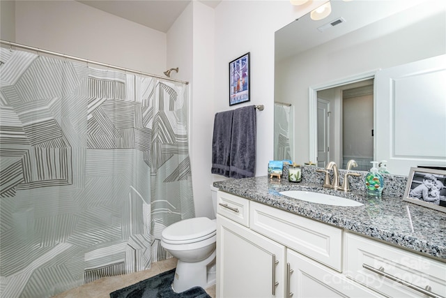 70 Cameo Dr, Flat Rock, NC 28731 - full bath featuring toilet, vanity, curtained shower, and tile patterned flooring