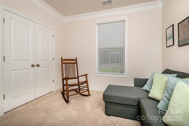 70 Cameo Dr, Flat Rock, NC 28731 - living area with crown molding, carpet floors, and baseboards