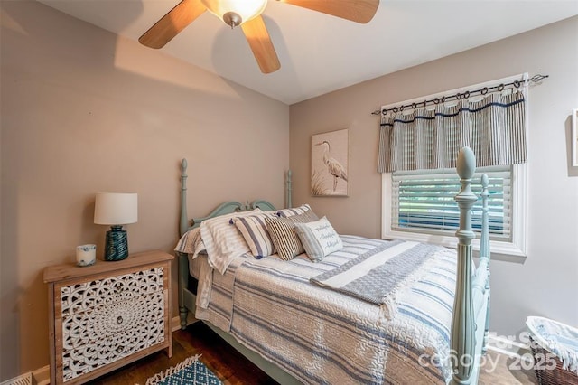 4805 Nesbit Rd, Monroe, NC 28112 - bedroom featuring ceiling fan and wood finished floors