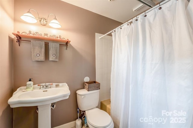 4805 Nesbit Rd, Monroe, NC 28112 - full bathroom with shower / bath combo with shower curtain and toilet