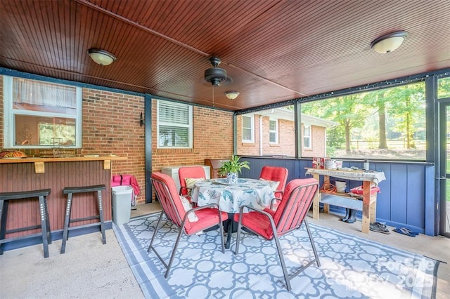 4805 Nesbit Rd, Monroe, NC 28112 - sunroom with a ceiling fan and outdoor dry bar