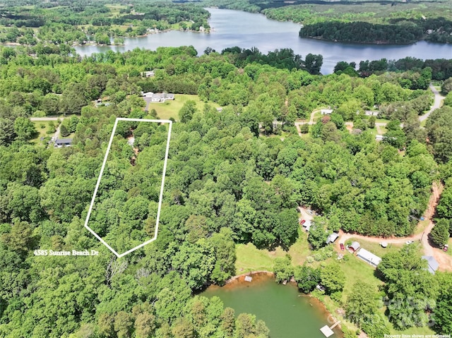 4585 Sunrise Beach Rd, Catawba, NC 28609 - view of property location with a nearby body of water, a forest, and property parcel outlined