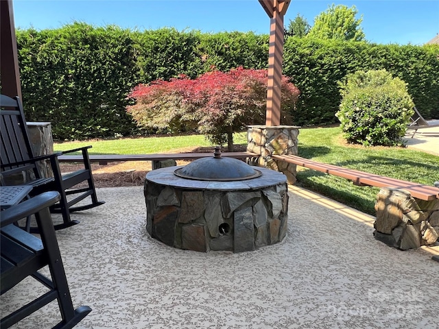 3000 J R Ct, Stanley, NC 28164 - view of patio with an outdoor fire pit
