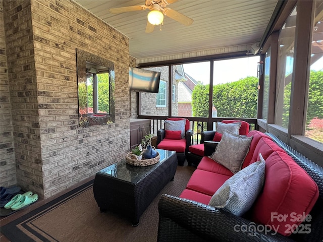 3000 J R Ct, Stanley, NC 28164 - sunroom / solarium with a ceiling fan and an outdoor hangout area