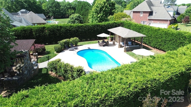 3000 J R Ct, Stanley, NC 28164 - view of pool featuring a diving board, a patio area, a fenced in pool, an outdoor structure, and a fenced backyard