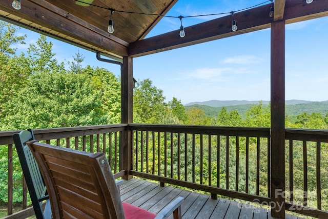 deck featuring a mountain view
