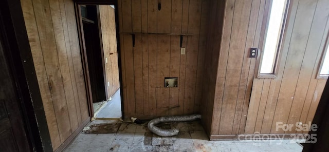 interior space with wooden walls