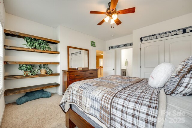 308 Hollister Estates Dr, Waxhaw, NC 28173 - bedroom with a closet, carpet, and a ceiling fan