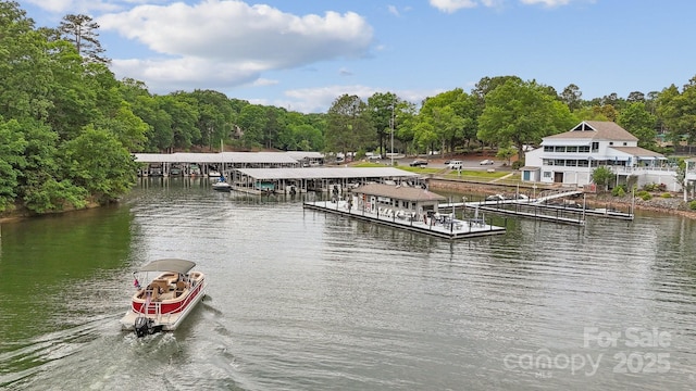 dock area featuring a water view