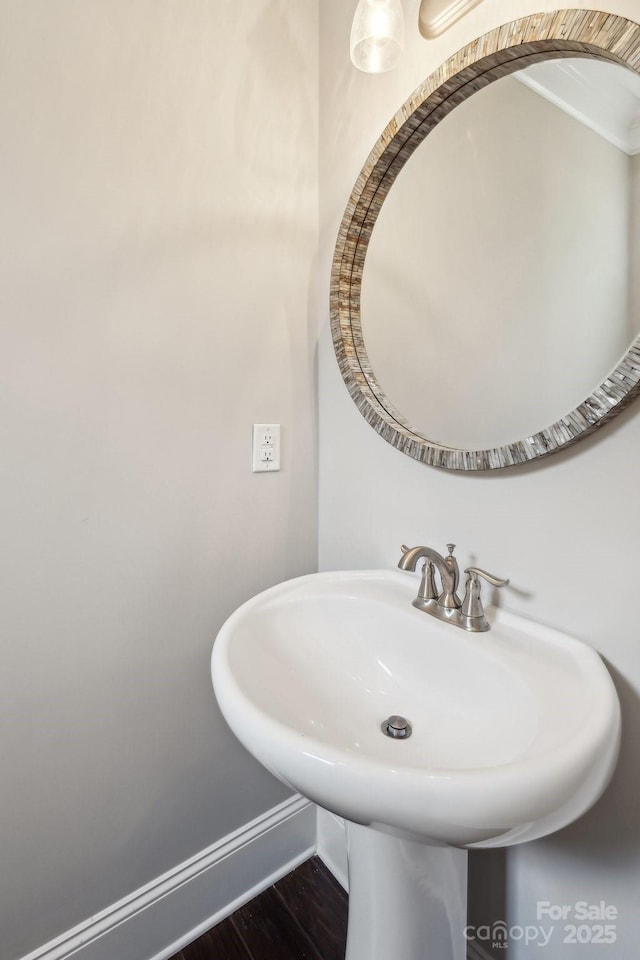 907 Ospre Ln, Fort Mill, SC 29708 - bathroom with wood finished floors, baseboards, and a sink