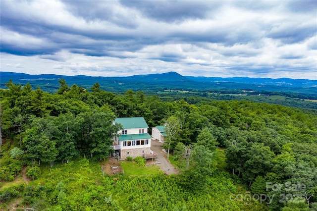 1053 Rich Hill Mountain Rd, Glade Valley, NC 28627 - bird's eye view with a mountain view and a wooded view