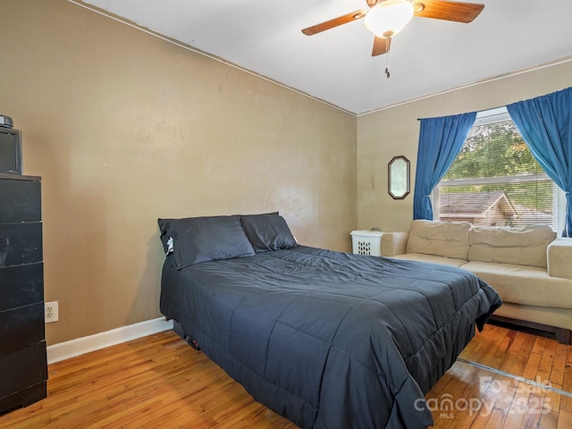 170 8th Ave, Cramerton, NC 28032 - bedroom featuring hardwood / wood-style floors, baseboards, and ceiling fan