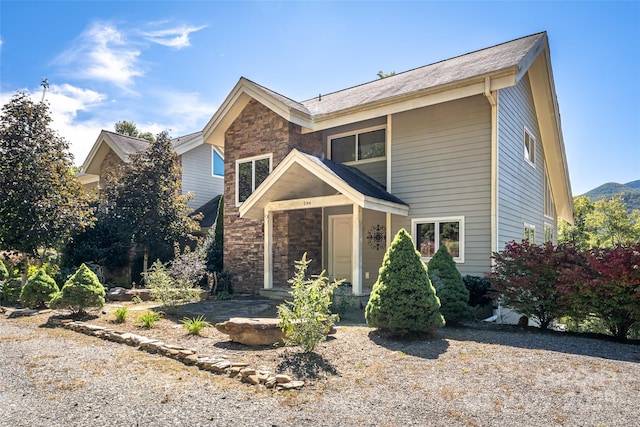 view of front facade with stone siding