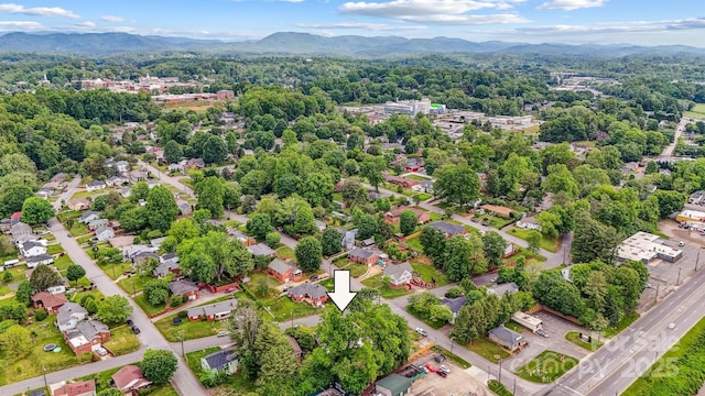 aerial view with a mountain view