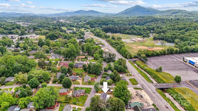 drone / aerial view with a mountain view