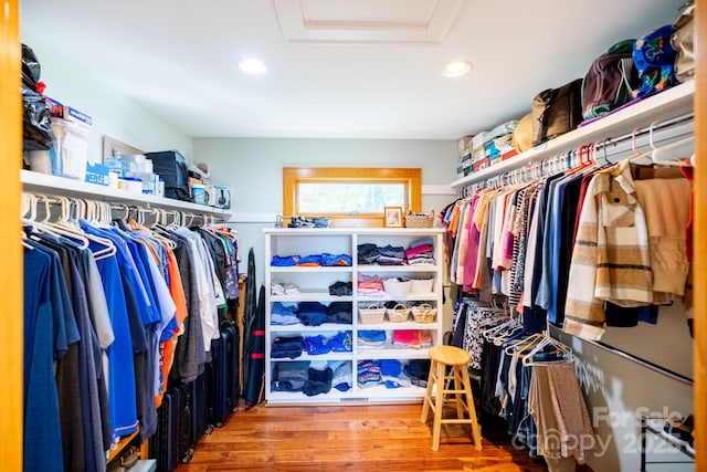 958 Alta Vista Ln, Sparta, NC 28675 - walk in closet with attic access and wood finished floors