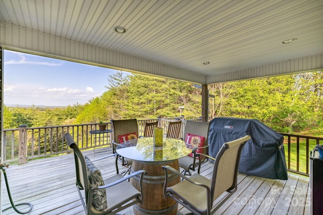 958 Alta Vista Ln, Sparta, NC 28675 - deck with outdoor dining space and a grill
