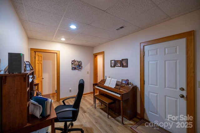 958 Alta Vista Ln, Sparta, NC 28675 - office featuring a paneled ceiling, light wood-style flooring, recessed lighting, baseboards, and visible vents