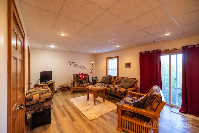 958 Alta Vista Ln, Sparta, NC 28675 - living area with recessed lighting, a paneled ceiling, and light wood-style floors