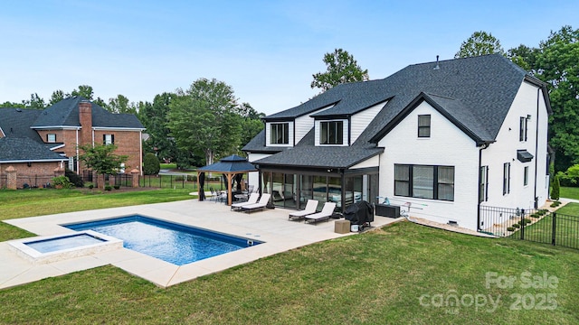 2854 Harlinsdale Dr, Rock Hill, SC 29732 - back of house featuring a lawn, a gazebo, a fenced backyard, and roof with shingles