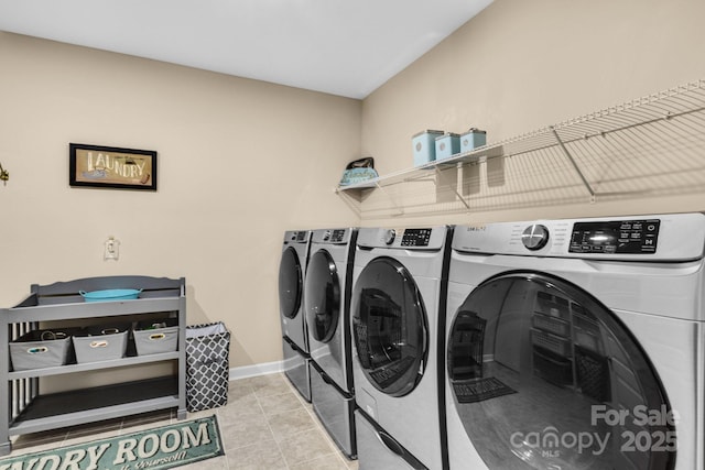 2854 Harlinsdale Dr, Rock Hill, SC 29732 - laundry room with baseboards, separate washer and dryer, laundry area, and light tile patterned floors