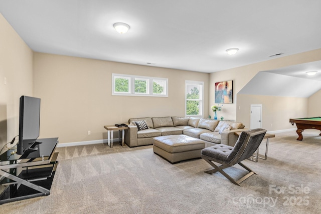 2854 Harlinsdale Dr, Rock Hill, SC 29732 - living area with baseboards, carpet flooring, pool table, and visible vents