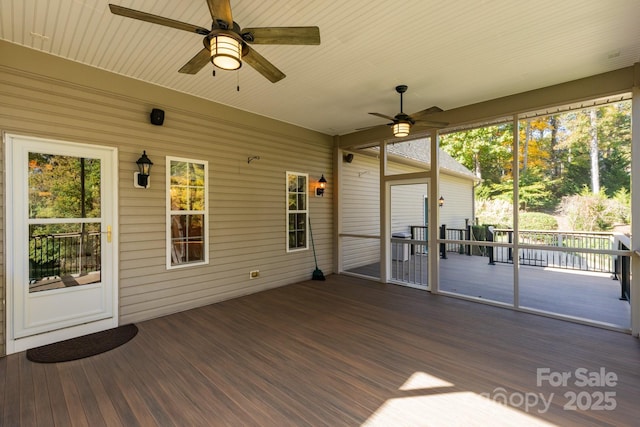 wooden terrace with ceiling fan