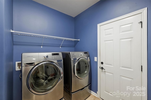 9825 Ardrey Woods Dr, Charlotte, NC 28277 - clothes washing area with baseboards, laundry area, and washing machine and dryer