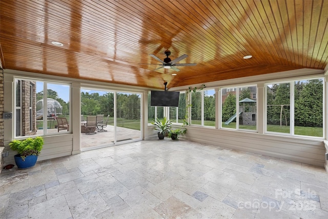 9825 Ardrey Woods Dr, Charlotte, NC 28277 - unfurnished sunroom with a ceiling fan