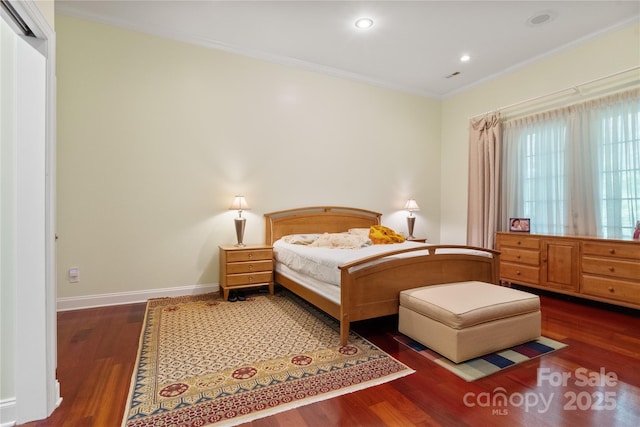 5342 Beacon Ridge Dr, Granite Falls, NC 28630 - bedroom with ornamental molding, wood finished floors, baseboards, and recessed lighting