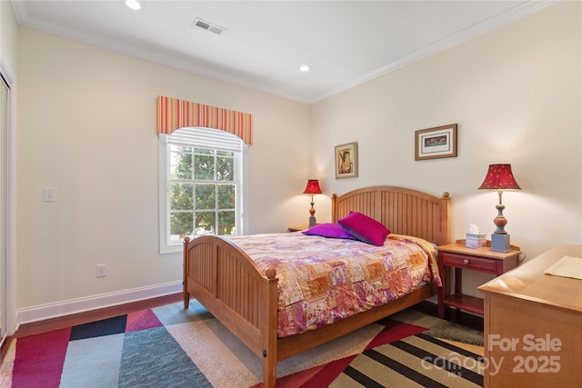 5342 Beacon Ridge Dr, Granite Falls, NC 28630 - bedroom featuring recessed lighting, crown molding, wood finished floors, and baseboards