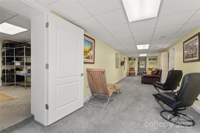 5342 Beacon Ridge Dr, Granite Falls, NC 28630 - living area with carpet, a drop ceiling, and baseboards