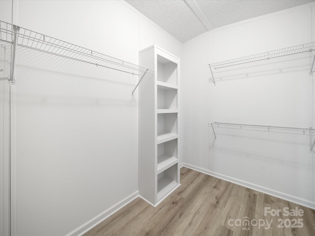 spacious closet with wood finished floors