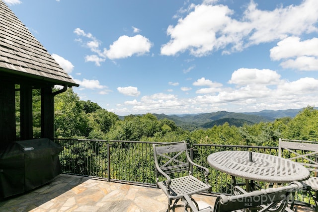 balcony with a mountain view