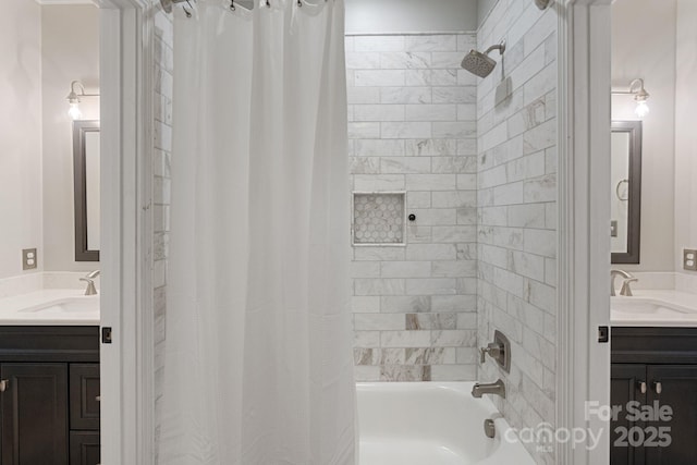 full bath with shower / bath combo and vanity