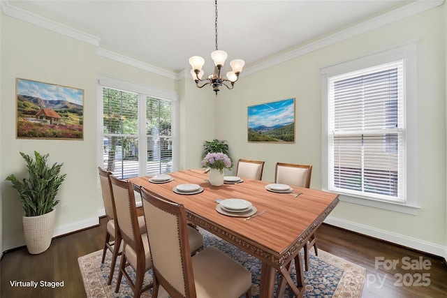 1855 Second Baxter Xing, Fort Mill, SC 29708 - dining room featuring a chandelier, crown molding, baseboards, and wood finished floors