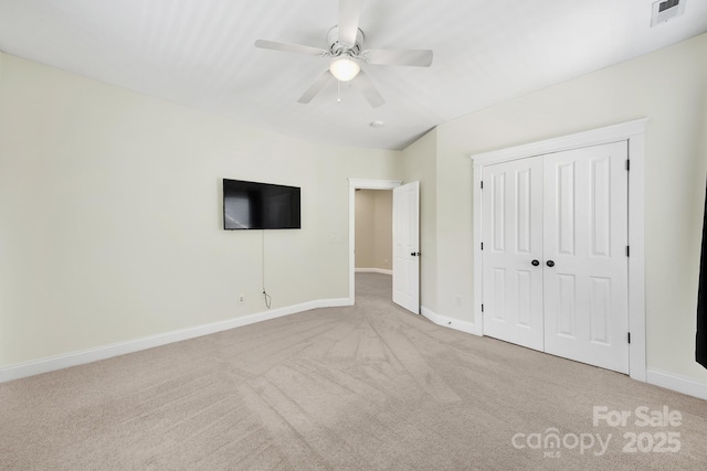 1855 Second Baxter Xing, Fort Mill, SC 29708 - unfurnished bedroom featuring baseboards, carpet floors, a closet, and a ceiling fan