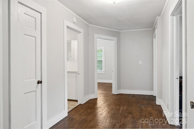 130 Casper Rd, Gold Hill, NC 28071 - hall with baseboards, ornamental molding, and hardwood / wood-style flooring