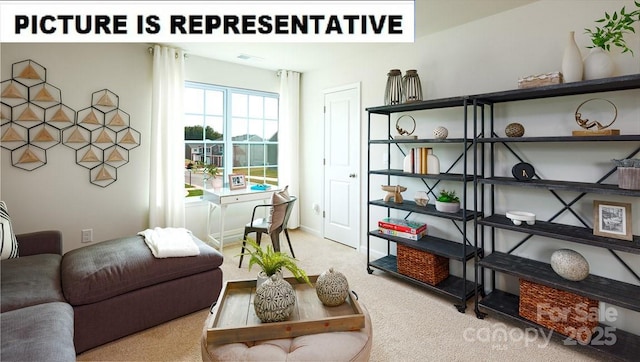 view of carpeted living area