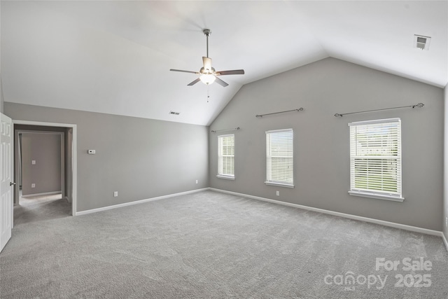 9321 Bradstreet Commons Way, Charlotte, NC 28215 - empty room featuring lofted ceiling, baseboards, healthy amount of natural light, and a ceiling fan