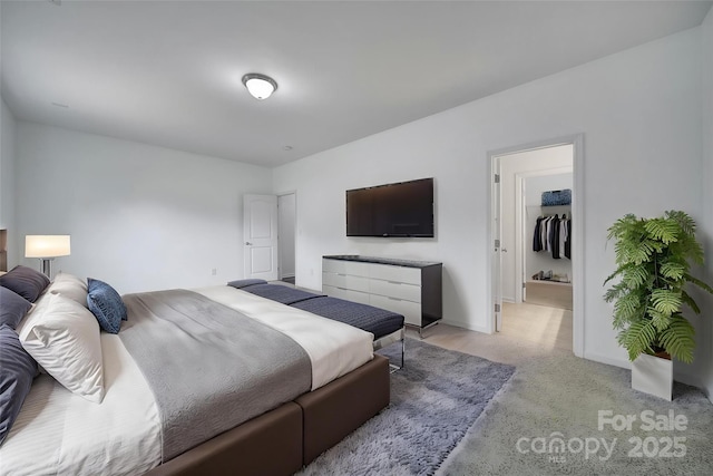 9029 Woodview Ct, Fort Mill, SC 29707 - bedroom with light carpet, a walk in closet, and baseboards
